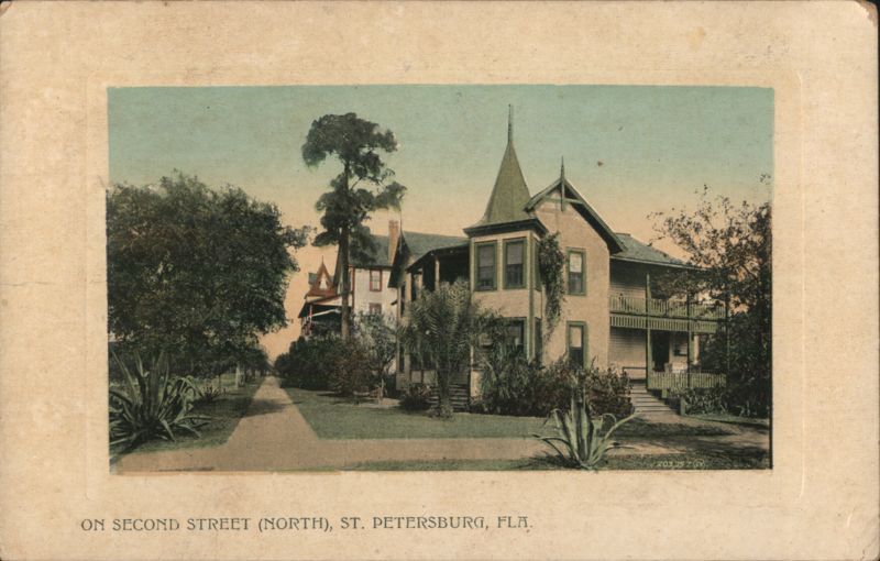 Residential Street Scene on Second Street North St. Petersburg Florida