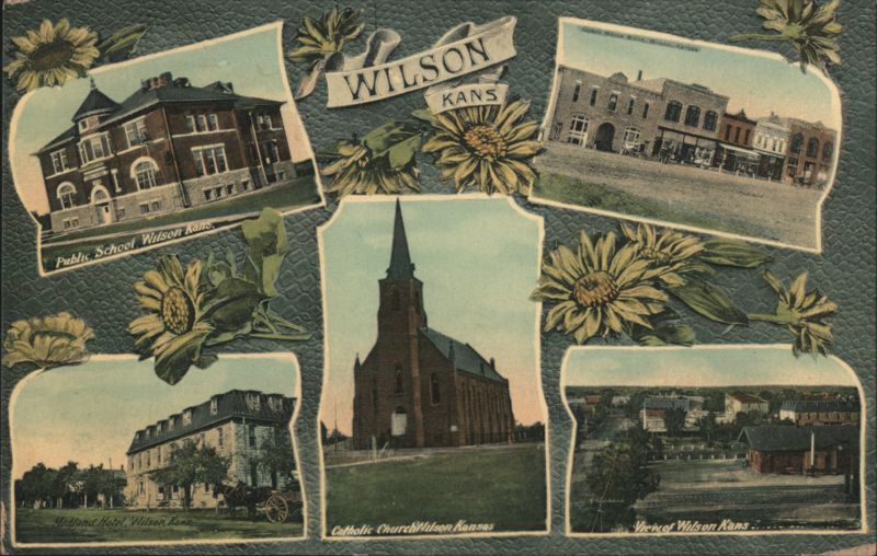 Wilson, Kansas Multi-View: Public School, Opera House, Church