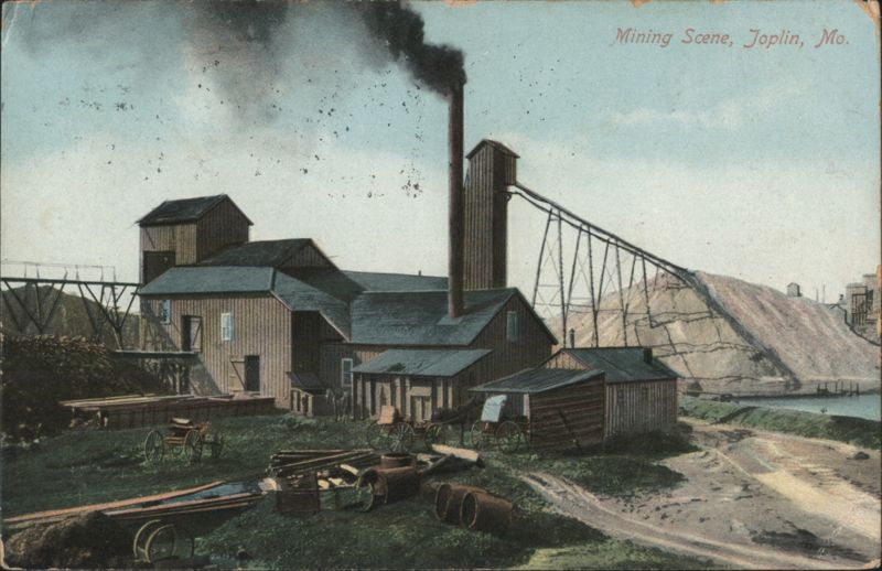 Mining Scene with Industrial Buildings and Smoke Joplin Missouri