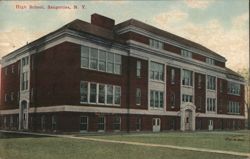 High School Building in Saugerties, New York Postcard