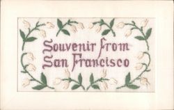 San Francisco Souvenir Embroidered Floral Postcard Divided Back Postcard