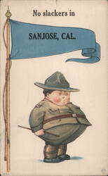 Vintage San Jose CA Comic Soldier No Slackers Postcard 1912 Postcard