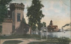 Men's Club and Pier, Chautauqua Institution Postcard