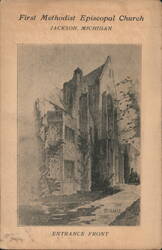 First Methodist Episcopal Church Entrance Front Postcard
