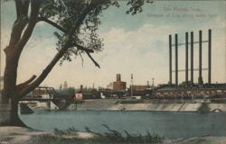 Glimpse of City along Water Front, Des Moines, Iowa Postcard