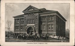 Columbine School Building, Longmont, Colorado Postcard