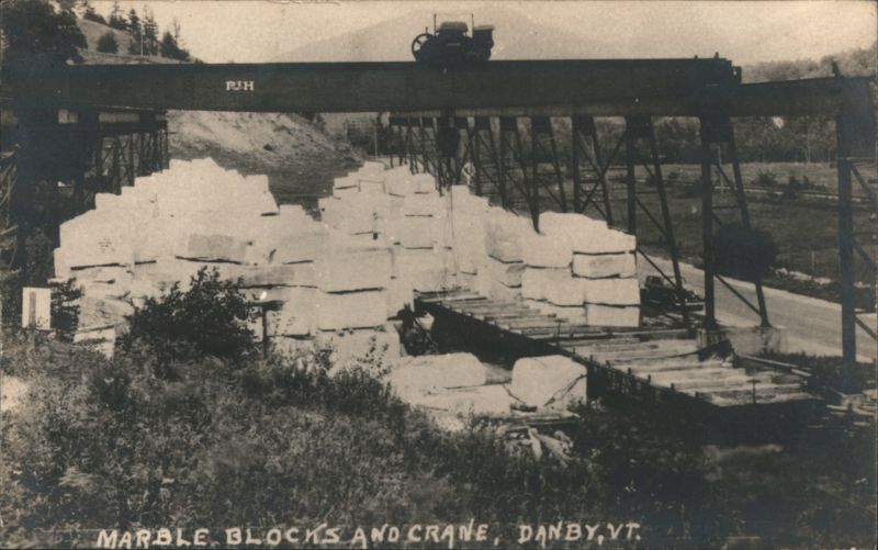 Marble Blocks and P&H Crane Danby Vermont Mining