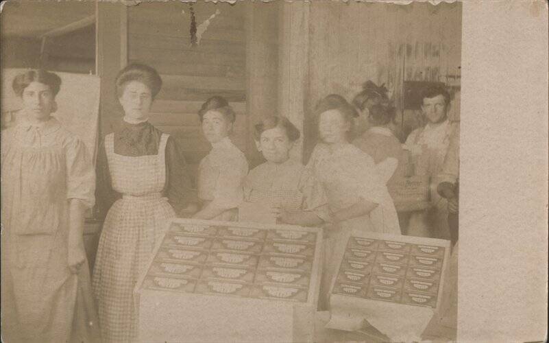 Workers at Benicia Creamery with Butter Crates California