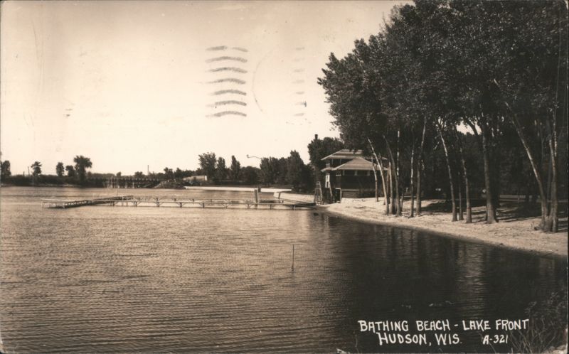 Bathing Beach and Lake Front, Hudson, Wisconsin