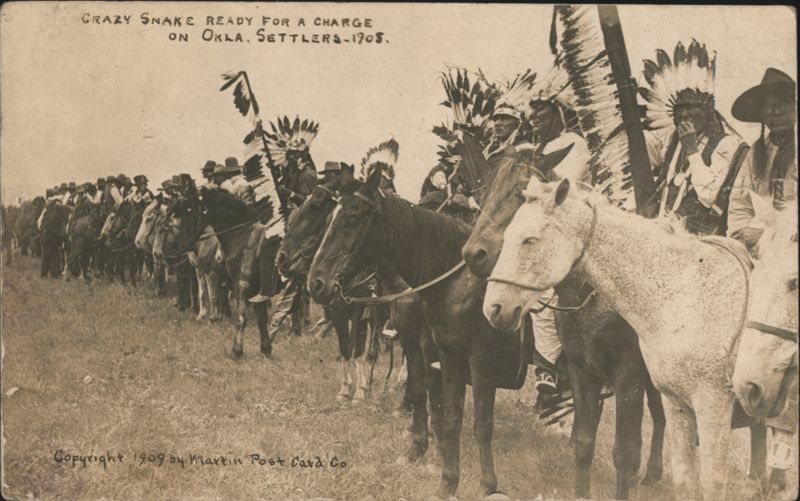 Crazy Snake Ready for a Charge on Oklahoma Settlers 1908