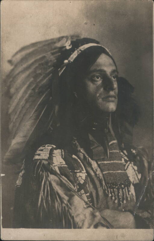 Native American Man in Traditional Headdress New Hampshire