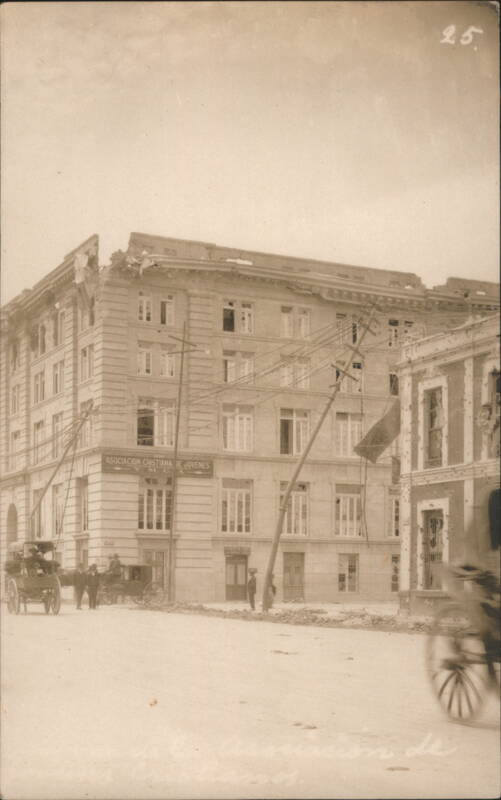 Damaged YMCA Building During Mexican Revolution Mexico City