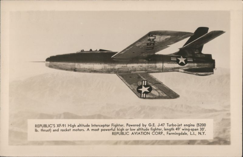 Republic XF-91 High Altitude Interceptor Fighter Farmingdale New York