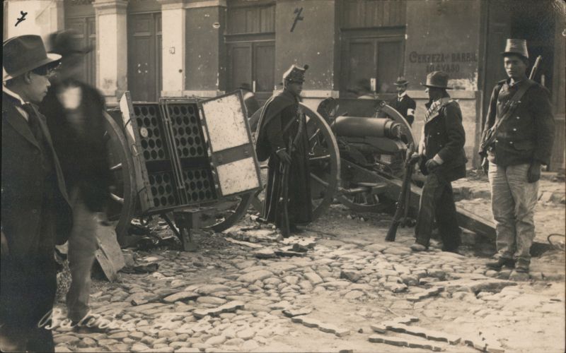 Mexican Revolution Artillery Battery Soldiers Mexico City