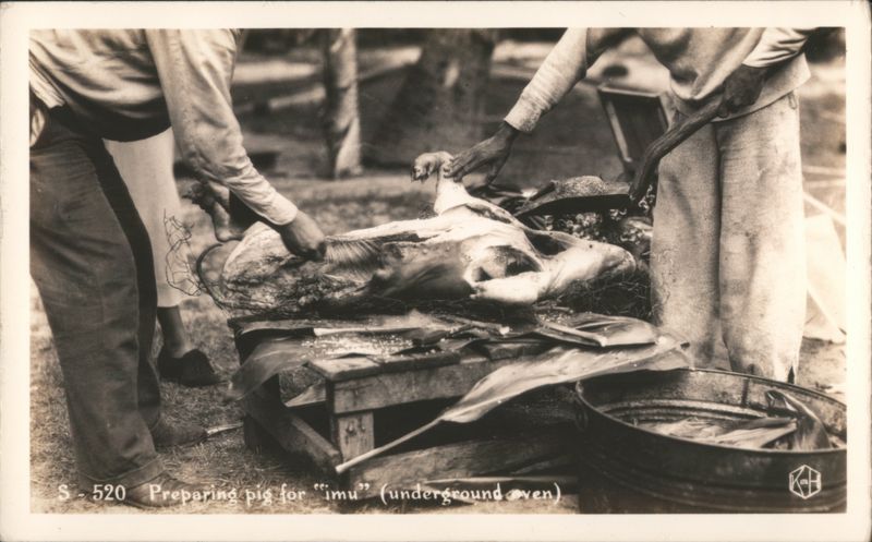 Preparing Pig for Imu Underground Oven Pigs