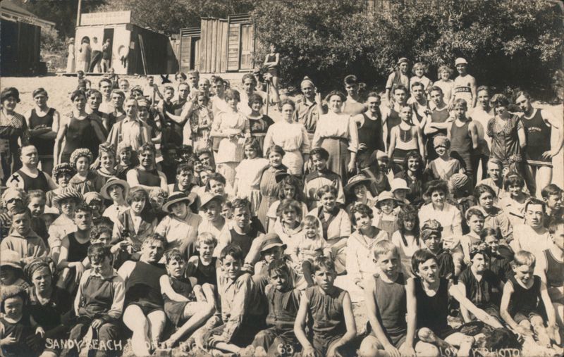 Group of Swimmers at Sandy Beach, Monte Rio California