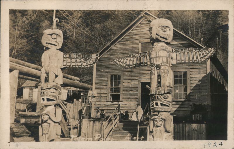 Totem Poles in Alert Bay, British Columbia BC Canada