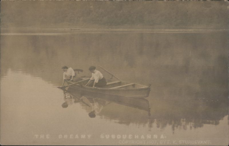 The Dreamy Susquehanna River with Two Women in a Rowboat Pennsylvania