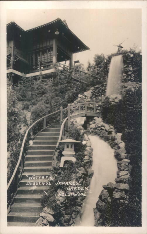 Waterfall in Beautiful Japanese Garden, Hollywood California