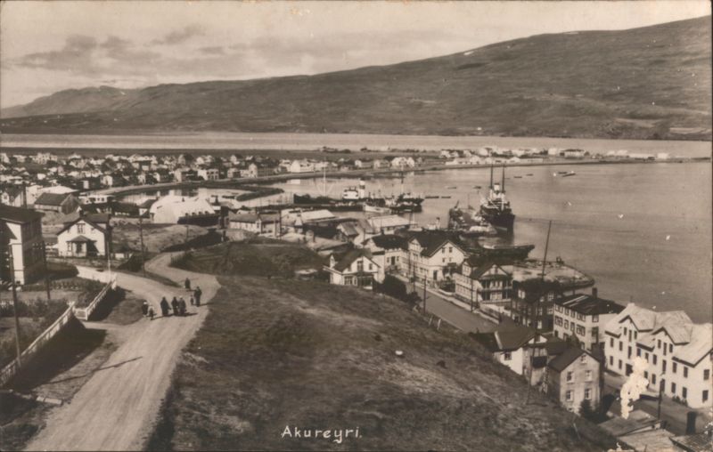 Akureyri Harbor and Town View Iceland