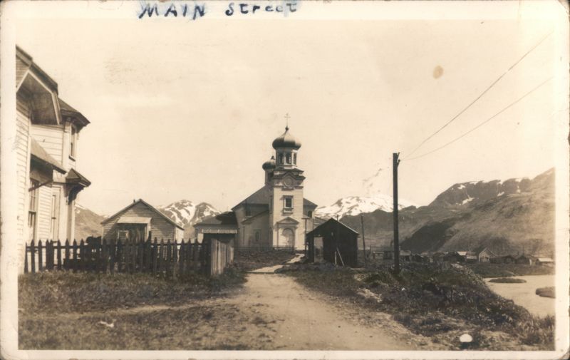 Main Street with Orthodox Church Unalaska