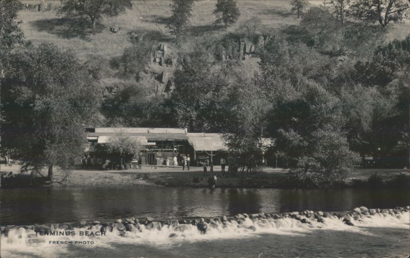 Terminus Beach River Scene with Dam Lemon Cove California
