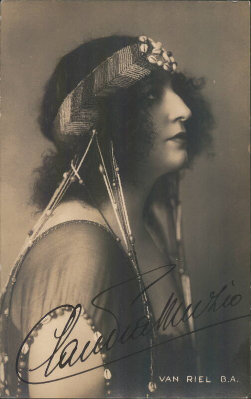 Autographed Portrait of Claudia Muzio with Beaded Headpiece Buenos Aires Argentina