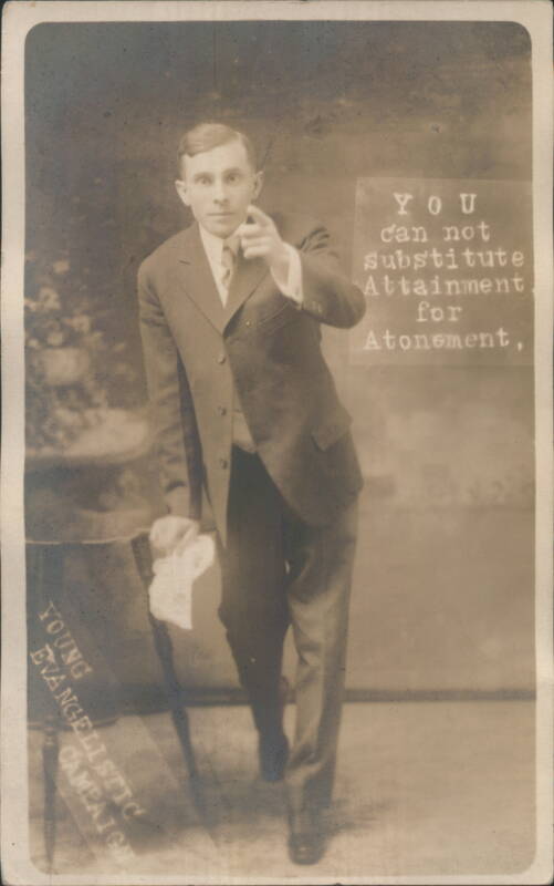 Young Evangelistic Campaign Man Pointing Finger Religious