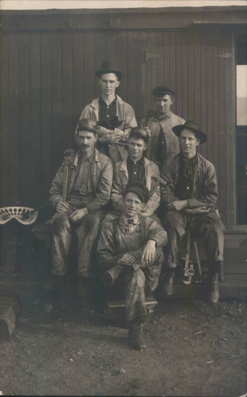 Group of Six Industrial Workers with Tools Occupational