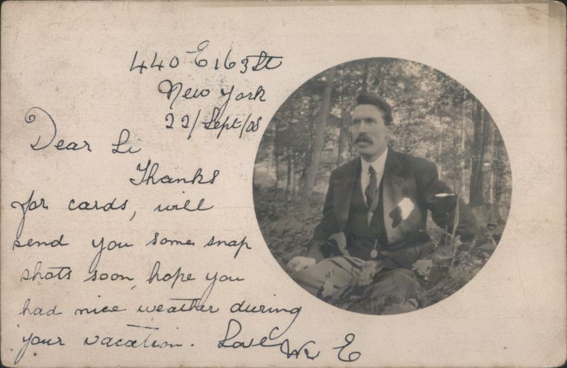Portrait of a Man in a Suit, Sent to Peckham England New York