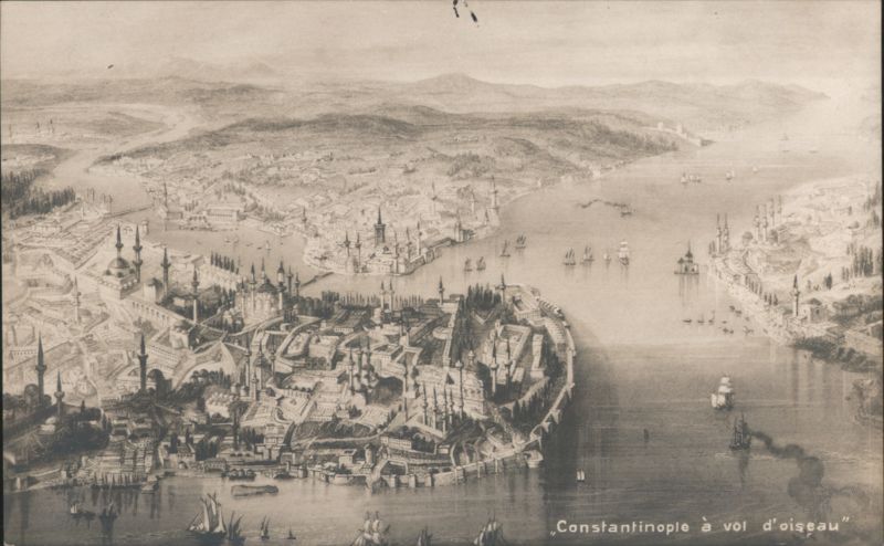 Constantinople Bird's Eye View Istanbul Turkey Greece, Turkey, Balkan States