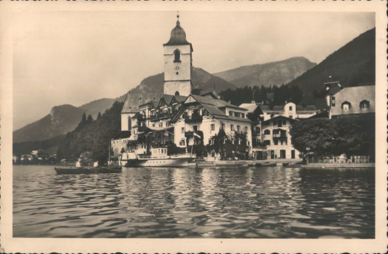 St. Wolfgang Church and Paddle Steamer on Lake Austria