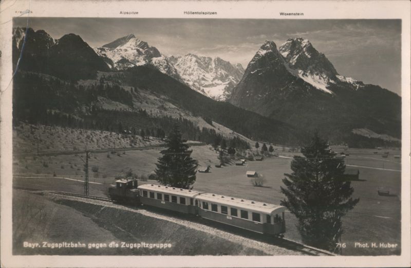 Bayr. Zugspitzbahn Train with Alpspitze and Waxenstein Garmisch-Partenkirchen Germany