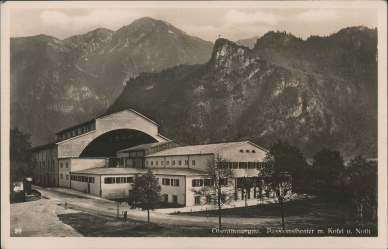 Passionstheater with Kofel and Noth Mountains Oberammergau Germany