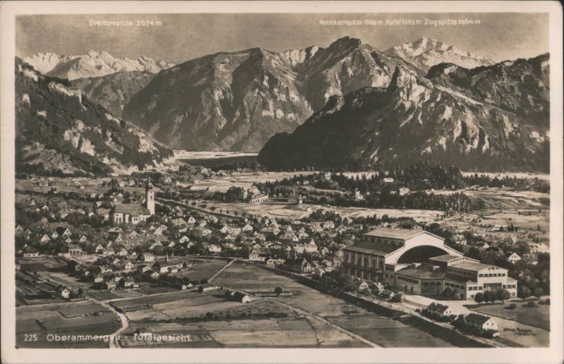 Oberammergau Totalansicht with Mountain Peaks Germany