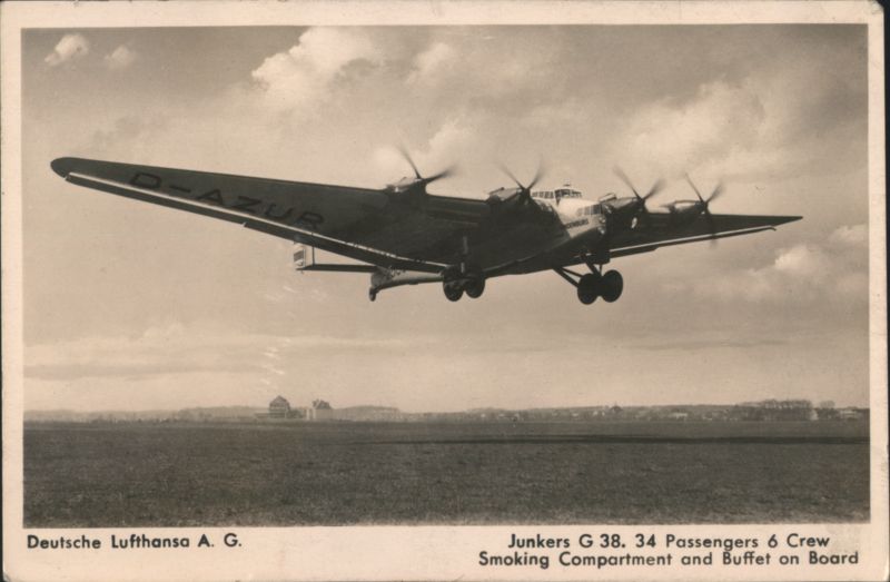 Junkers G 38 Aircraft, Deutsche Lufthansa A. G. Germany