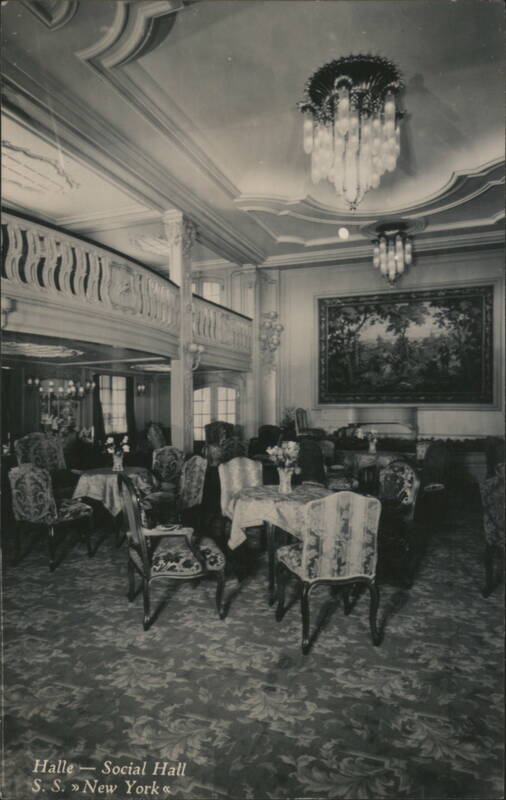 Social Hall Interior, S.S. New York Interiors