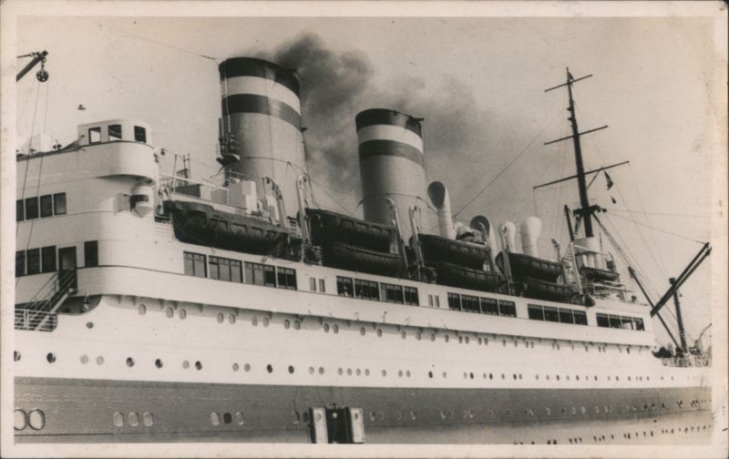 Ocean Liner Ship Deck and Funnels Cruise Ships