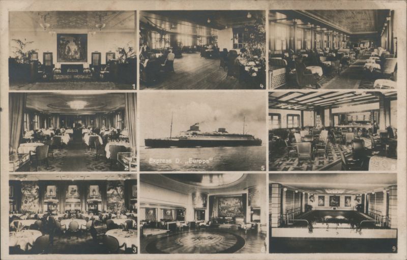 Norddeutscher Lloyd Express-D. Europa Interior Views Bremen Germany