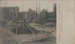 Street Railway Damaged by Earthquake Postcard