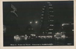 Prater Amusement Park at Night, Riesenrad and Hochschaubahn Postcard