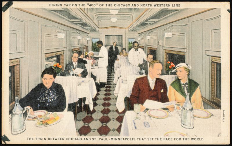 Dining Car on the 400 Chicago and North Western Line Illinois