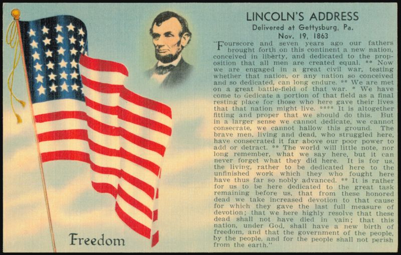 Abraham Lincoln Gettysburg Address and American Flag