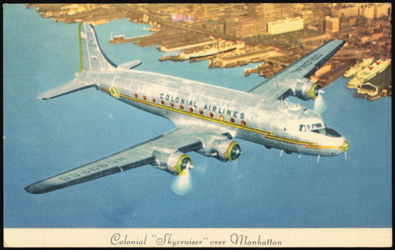 Colonial Airlines Skycruiser over Manhattan New York
