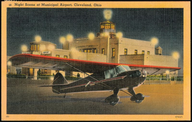 Night Scene at Municipal Airport, Cleveland, Ohio