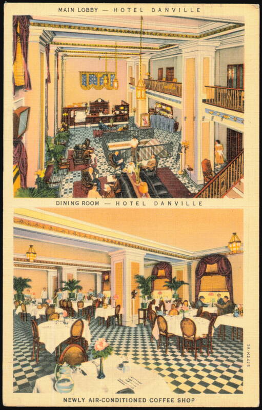 Hotel Danville Main Lobby and Air-Conditioned Coffee Shop Virginia