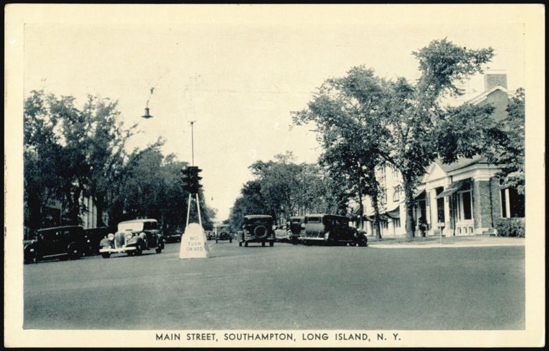 Main Street Scene with Traffic Light, Southampton, NY New York
