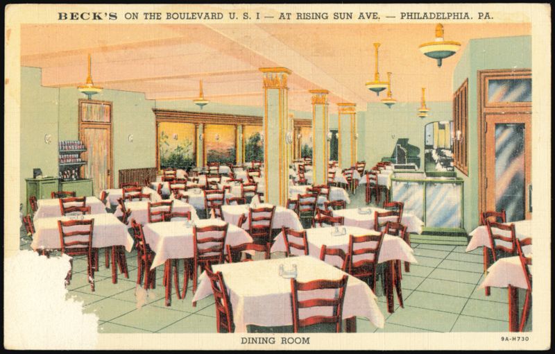 Beck's Dining Room on the Boulevard U.S. 1 Philadelphia Pennsylvania