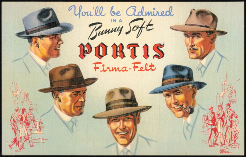 Portis Firma-Felt Bunny Soft Men's Hats Advertisement Atlantic Iowa