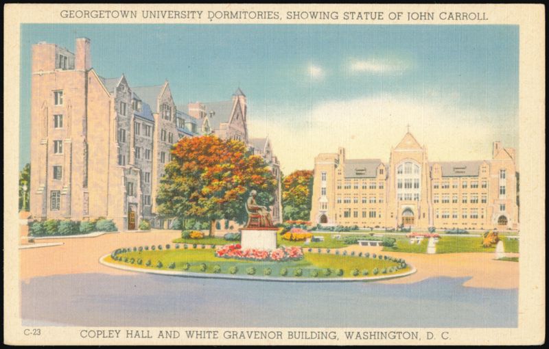 Georgetown University Dormitories and John Carroll Statue Washington District of Columbia